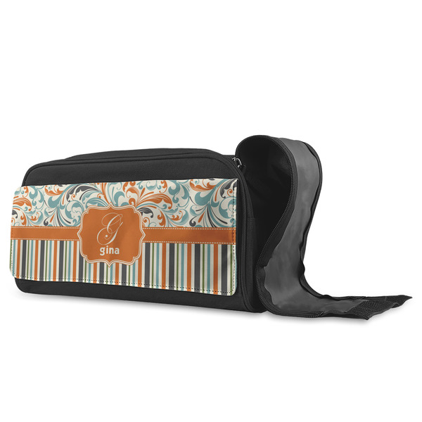 Orange Blue Swirls & Stripes Shoe Bags - ANGLE (Open)