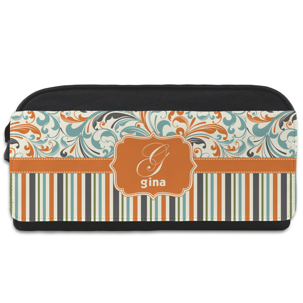 Custom Orange Blue Swirls & Stripes Shoe Bag (Personalized)