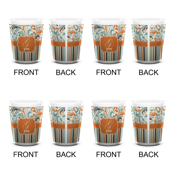 Orange Blue Swirls & Stripes Shot Glass - White - Set of 4 - APPROVAL
