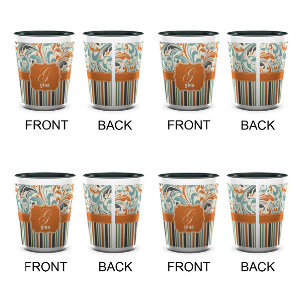 Orange Blue Swirls & Stripes Shot Glassess - Two Tone - Set of 4 - APPROVAL