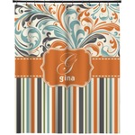 Orange Blue Swirls & Stripes Extra Long Shower Curtain - 70"x84" (Personalized)
