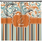 Orange Blue Swirls & Stripes Shower Curtain - Custom Size (Personalized)