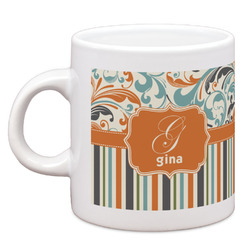 Orange Blue Swirls & Stripes Espresso Cup (Personalized)