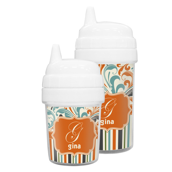 Orange Blue Swirls & Stripes Sippy Cups