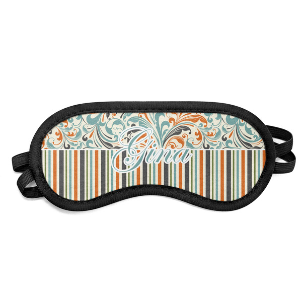 Custom Orange Blue Swirls & Stripes Sleeping Eye Mask - Small (Personalized)