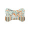 Orange Blue Swirls & Stripes Bone Shaped Dog Food Mat (Small) (Personalized)