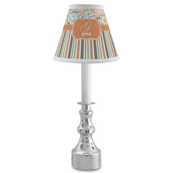 Orange Blue Swirls & Stripes Small Chandelier Lamp - LIFESTYLE (on candle stick)