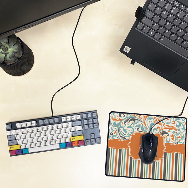 Orange Blue Swirls & Stripes Small Gaming Mats - LIFESTYLE