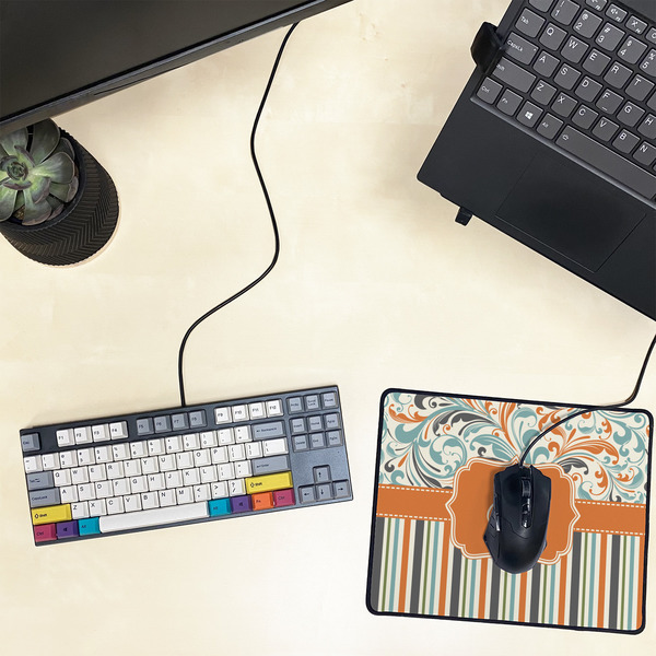 Orange Blue Swirls & Stripes Small Gaming Mats - LIFESTYLE