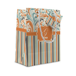 Orange Blue Swirls & Stripes Small Gift Bag (Personalized)