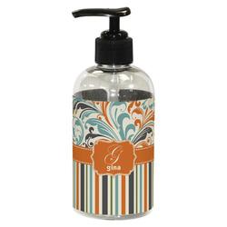 Orange Blue Swirls & Stripes Plastic Soap / Lotion Dispenser (8 oz - Small - Black) (Personalized)