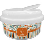 Orange Blue Swirls & Stripes Snack Container (Personalized)