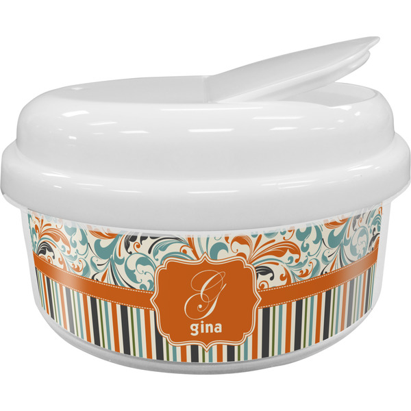 Custom Orange Blue Swirls & Stripes Snack Container (Personalized)