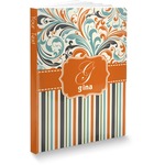 Orange Blue Swirls & Stripes Softbound Notebook - 7.25" x 10" (Personalized)