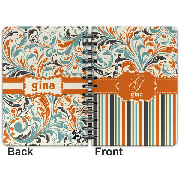 Orange Blue Swirls & Stripes Spiral Journal 5 x 7 - Apvl