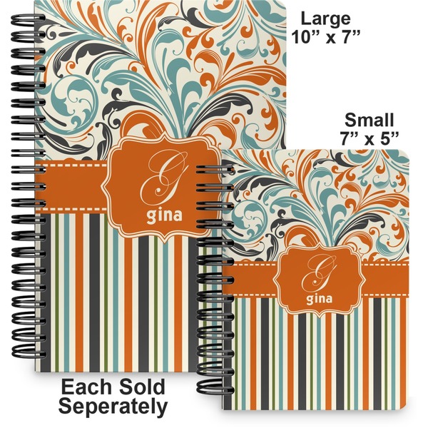 Orange Blue Swirls & Stripes Spiral Journal - Comparison