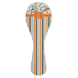 Orange Blue Swirls & Stripes Ceramic Spoon Rest (Personalized)