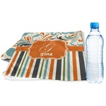 Orange Blue Swirls & Stripes Sports & Fitness Towel (Personalized)