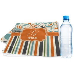 Orange Blue Swirls & Stripes Sports & Fitness Towel (Personalized)