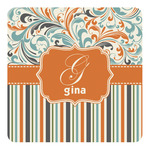 Orange Blue Swirls & Stripes Square Decal - Small (Personalized)