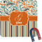 Orange Blue Swirls & Stripes Square Fridge Magnet (Personalized)