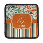 Orange Blue Swirls & Stripes Iron On Square Patch w/ Name and Initial