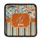 Orange Blue Swirls & Stripes Iron On Square Patch w/ Name and Initial