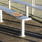 Orange Blue Swirls & Stripes Stadium Cushion (In Stadium)