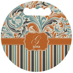 Orange Blue Swirls & Stripes Stadium Cushion (Round) (Personalized)