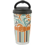 Orange Blue Swirls & Stripes Stainless Steel Coffee Tumbler (Personalized)