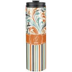 Orange Blue Swirls & Stripes Stainless Steel Skinny Tumbler - 20 oz (Personalized)