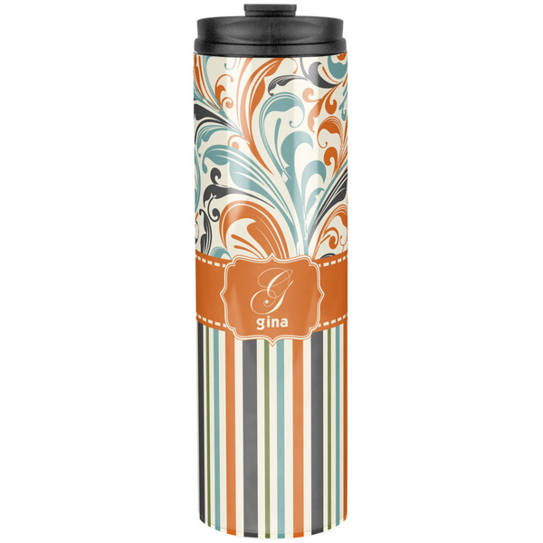 Orange Blue Swirls & Stripes Stainless Steel Tumbler 20 Oz - Front