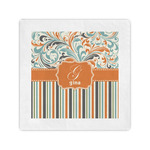 Orange Blue Swirls & Stripes Cocktail Napkins (Personalized)