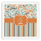 Orange Blue Swirls & Stripes Paper Dinner Napkin - Front View
