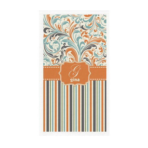 Custom Orange Blue Swirls & Stripes Guest Towels - Full Color - Standard (Personalized)