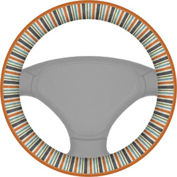 Orange Blue Swirls & Stripes Steering Wheel Cover (Personalized)