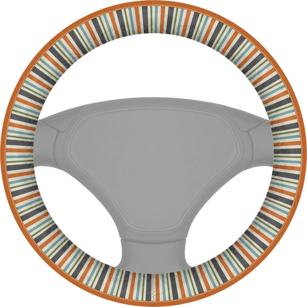 Custom Orange Blue Swirls & Stripes Steering Wheel Cover