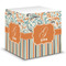 Orange Blue Swirls & Stripes Sticky Note Cube (Personalized)