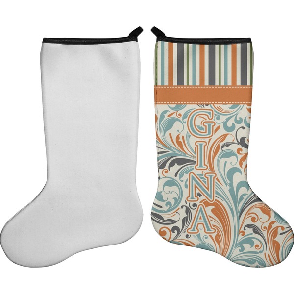 Orange Blue Swirls & Stripes Stocking - Single-Sided - Approval