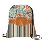 Orange Blue Swirls & Stripes Drawstring Backpack (Personalized)