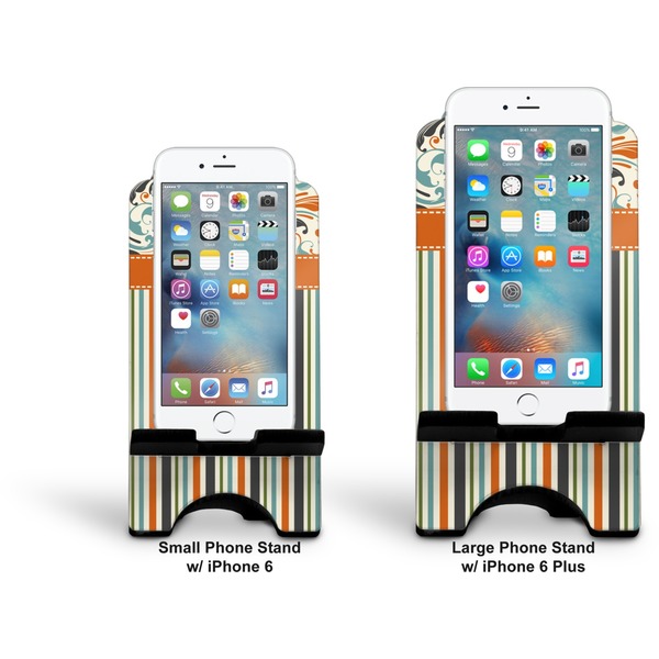 Orange Blue Swirls & Stripes Stylized Phone Stand - Comparison