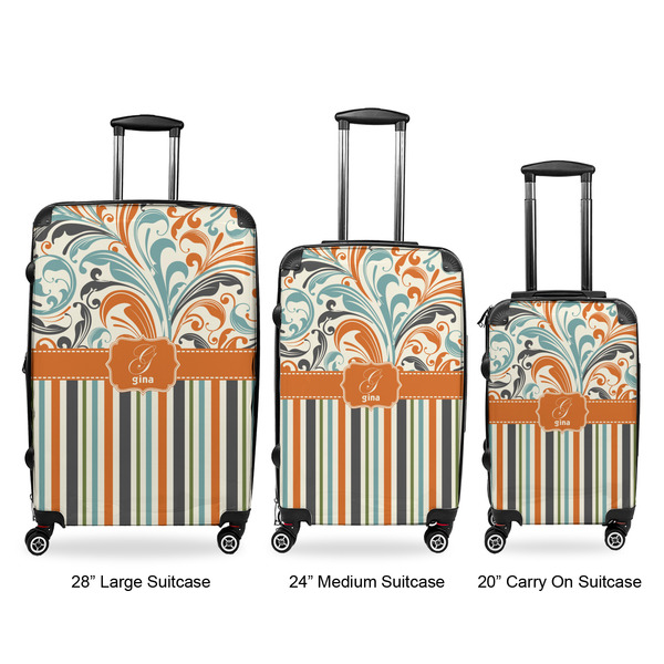 Orange Blue Swirls & Stripes Suitcase Set 1 - APPROVAL