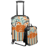 Orange Blue Swirls & Stripes Kids 2-Piece Luggage Set - Suitcase & Backpack (Personalized)