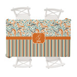 Orange Blue Swirls & Stripes Tablecloth - 58"x102" (Personalized)