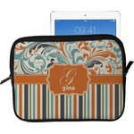 Orange Blue Swirls & Stripes Tablet Case / Sleeve - Large (Personalized)