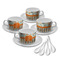 Orange Blue Swirls & Stripes Tea Cup - Set of 4