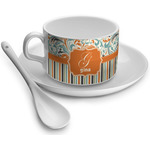Orange Blue Swirls & Stripes Tea Cup - Single (Personalized)