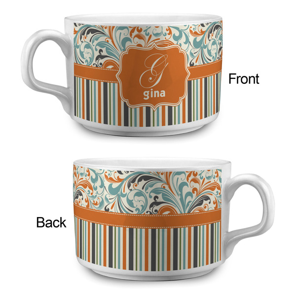 Orange Blue Swirls & Stripes Tea Cup - Single Apvl