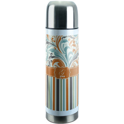 Orange Blue Swirls & Stripes Stainless Steel Thermos (Personalized)