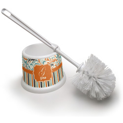 Orange Blue Swirls & Stripes Toilet Brush (Personalized)